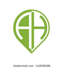 initial letter pin logo green