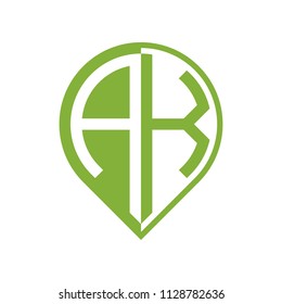initial letter pin logo green