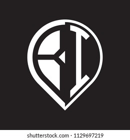 initial letter pin logo white