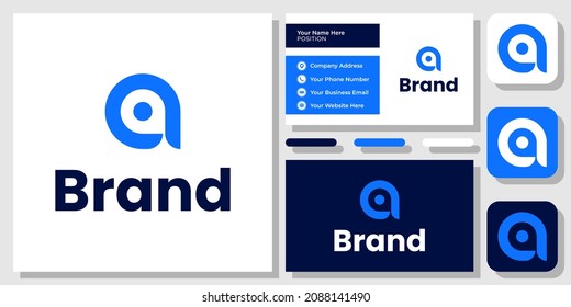 Initial Letter A Pin Map Location Negative Space Concept Logo Design with Business Card Template