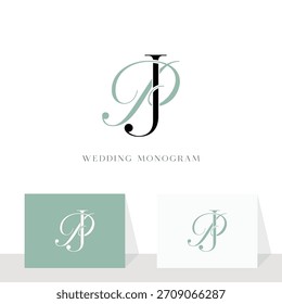 Initial letter PJ JP logo design vector illustration for couple, wedding, and business