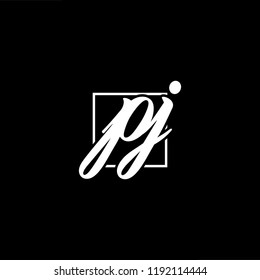 Initial letter PJ JP minimalist art monogram shape logo, white color on black background