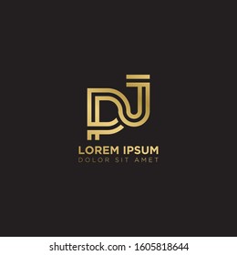 Initial Letter PJ linked uppercase overlap modern gold logo vector design template. Suitable for business, consulting group company.
