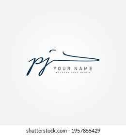 Initial Letter PJ Logo - Handwritten Signature Style Logo