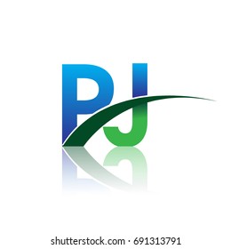 initial letter PJ logotype company name colored blue and green swoosh design. vector logo for business and company identity.
