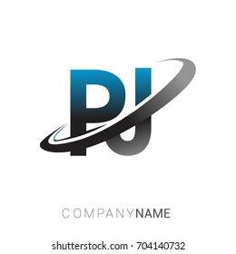 initial letter PJ logotype company name colored blue and grey swoosh design. logo design for business and company identity.