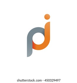 initial letter pj modern linked circle round lowercase logo orange gray