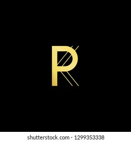 Initial letter PK KP minimal monogram art logo, gold color on black background.