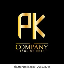 Initial Letter PK Linked Box Design Logo