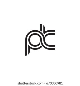 Initial letter pk, linked outline rounded lowercase, monogram black