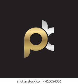 initial letter pk linked round lowercase logo gold silver black background