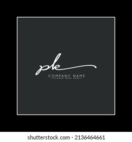 Initial Letter PK Logo - Hand Drawn Signature Style Logo
