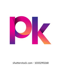 Initial Letter PK Logo Lowercase, magenta and orange, Modern and Simple Logo Design.