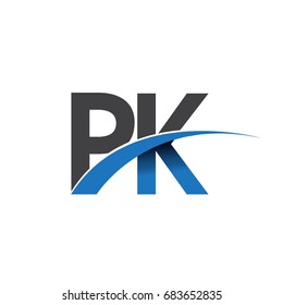 initial letter PK logotype company name colored blue and grey swoosh design. vector logo for business and company identity.
