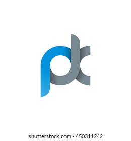 initial letter pk modern linked circle round lowercase logo blue gray