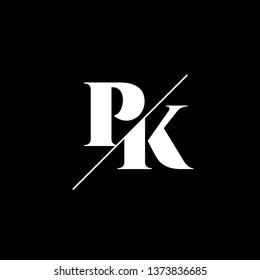 Initial Letter PK Monogram Sliced. Logo template isolated on black background