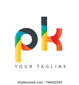 Initial Letter PK Rounded Design Logo