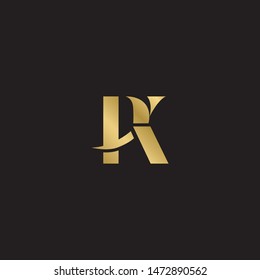 Initial letter pk uppercase modern logo design template elements. Gold letter Isolated on black  background. Suitable for business, consulting group company.