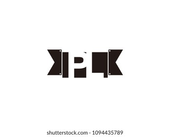 Initial letter pl black ribbon logo design