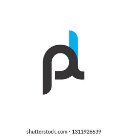 Initial Letter PL Linked Circle Lowercase Logo Black Blue Icon Design Template Element - Vector