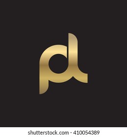 initial letter pl linked round lowercase logo gold black background