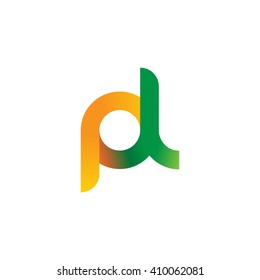 initial letter pl linked round lowercase logo orange green