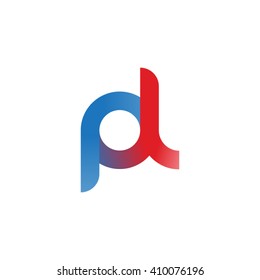 initial letter pl linked round lowercase logo blue red