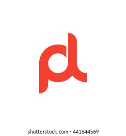 initial letter pl linked round lowercase logo red