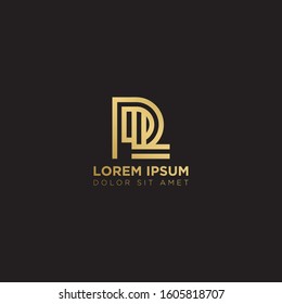 Initial Letter PL linked uppercase overlap modern gold logo vector design template. Suitable for business, consulting group company.