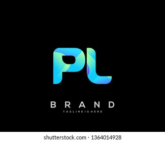 Initial letter PL logo with colorful background, letter combination logo design for creative industry, web, business and company. - Vector