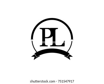 initial letter PL logo monogram retro black