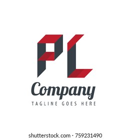 Initial Letter PL Logo With Ribbon Style