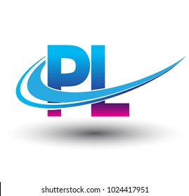 initial letter PL logotype company name colored blue and magenta swoosh design. vector logo for business and company identity.

