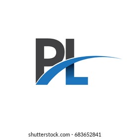 initial letter PL logotype company name colored blue and grey swoosh design. vector logo for business and company identity.
