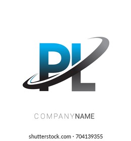 initial letter PL logotype company name colored blue and grey swoosh design. logo design for business and company identity.