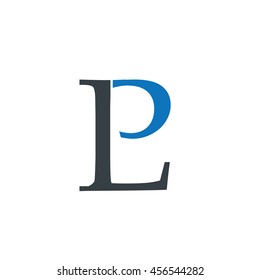 Initial Letter PL LP Design Logo Black Blue