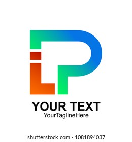 Initial letter PL or LP logo template colored orange blue design for business and company identity