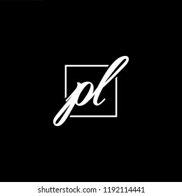 Initial letter PL LP minimalist art monogram shape logo, white color on black background