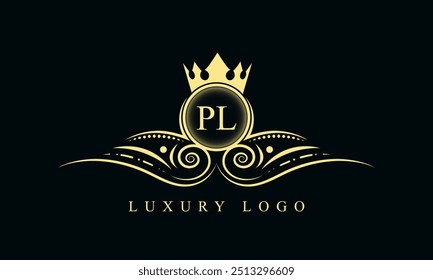 Initial letter PL luxury logo design. PL Luxurious Royal golden Logo design