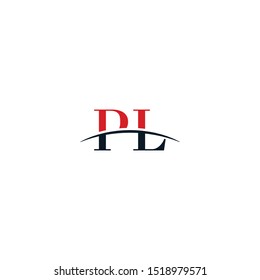 Initial letter PL, overlapping movement swoosh horizon logo company design inspiration in red and dark blue color vector