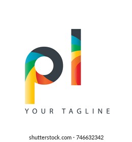Initial Letter PL Rounded Design Logo