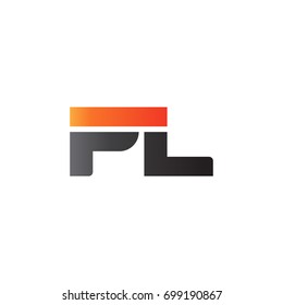 Initial letter PL, straight linked line bold logo, gradient fire red black colors