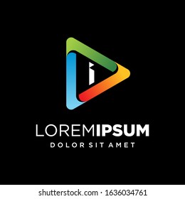 Initial Letter I with Play Logo Design