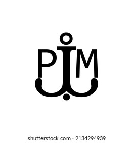 Anfangsbuchstaben PM Anker einfache Logo.