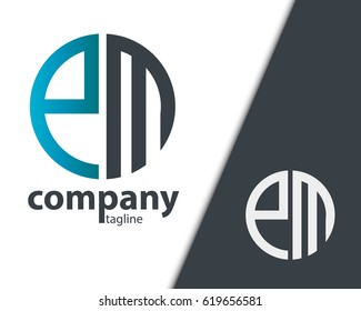 Initial Letter PM EM With Linked Circle Logo