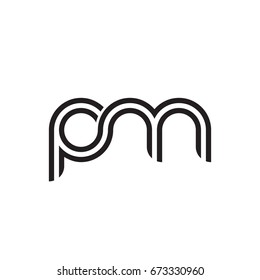 Initial letter pm, linked outline rounded lowercase, monogram black