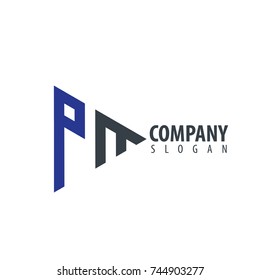 Initial Letter PM Linked Triangle Design Logo