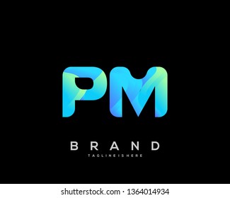 Initial letter PM logo with colorful background, letter combination logo design for creative industry, web, business and company. - Vector