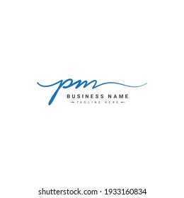 Initial Letter PM logo - Hand drawn Signature Logo