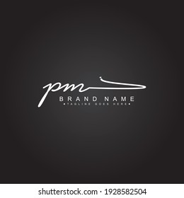 PM-Logo für den Anfangsbuchstaben - handgeschriebenes Signaturstil-Logo